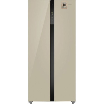Холодильник WEISSGAUFF WSBS 500 Inverter NoFrost Beige Glass Холодильник WEISSGAUFF WSBS 500 Inverter NoFrost Beige Glass