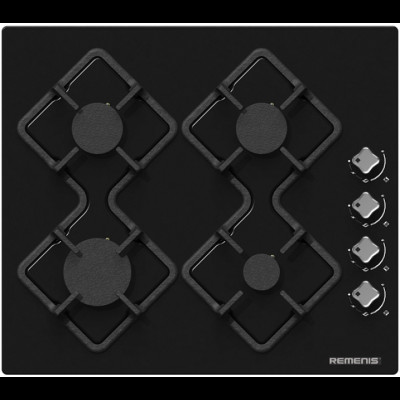 Встраиваемая газовая варочная панель Remenis REM-2150 black side