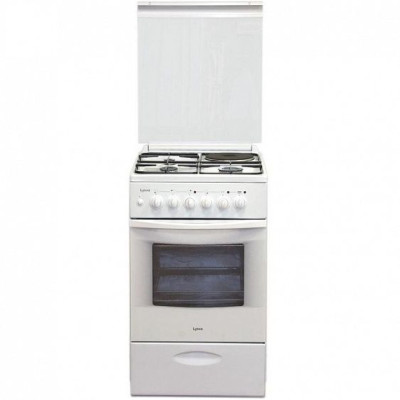 Комбинированная плита ЛЫСЬВА эг 1/3г01 мс-2у белая со стеклянной крышкой