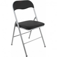 Стул складной BRABIX Golf CF-007, серебристый каркас, кож.зам чёрный, 532891