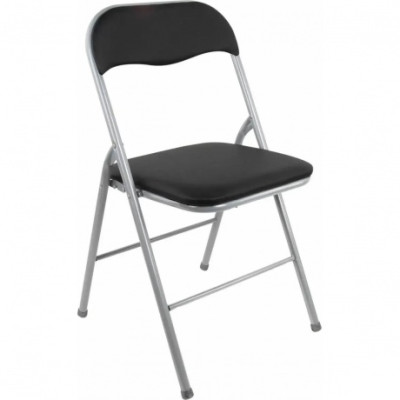 Стул складной BRABIX Golf CF-007, серебристый каркас, кож.зам чёрный, 532891