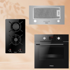 Комплект техники: Газовая панель Hansa BHKS330500 + Встраиваемая вытяжка Hansa OMP6212SIH + Духовой шкаф Hansa BOES68460