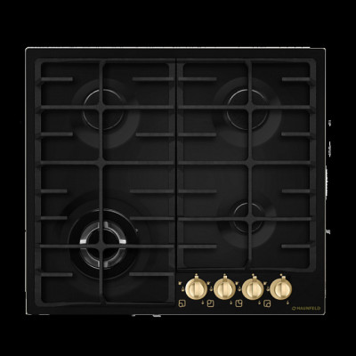 Газовая поверхность MAUNFELD mghe.64.74rig_black enamel (черная эмаль (антрацит)+золото)
